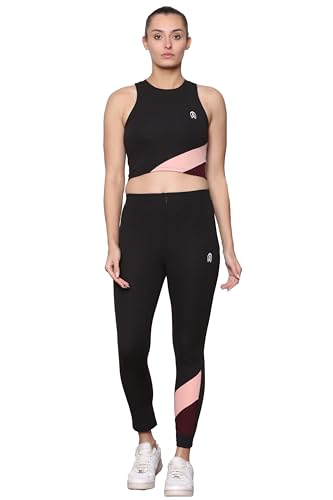 Image of Zicada Women's Gym Running Sports Crop Tank Top & Tights | Jogging wear | Workout Set | Co-ord Set For Girls & Women