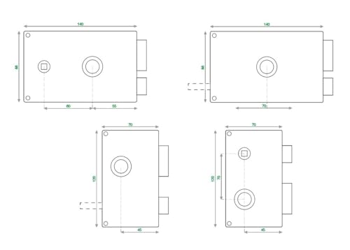 Serrure 3 points en applique MX4500 HERACLES tirage droite 45mm - 4
