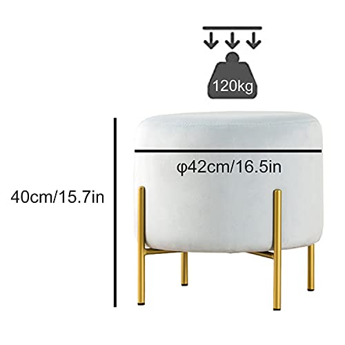 Tabouret Décoratif Rond en Velours Anti-Rayures avec Coussinets Antidérapants - 3