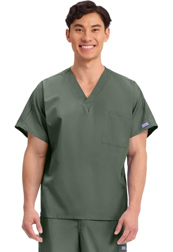 Image of Cherokee Scrubs for Women and Men Unisex V-Neck Tunic Nursing Scrub Top with Chest Pocket, Tuckable Durable Fabric - 4777 | 1 Chest Pocket For Essentials, Traditional Fit, Durable Construction, Comfortable Knit Details, Easy Care, Tuckable Style