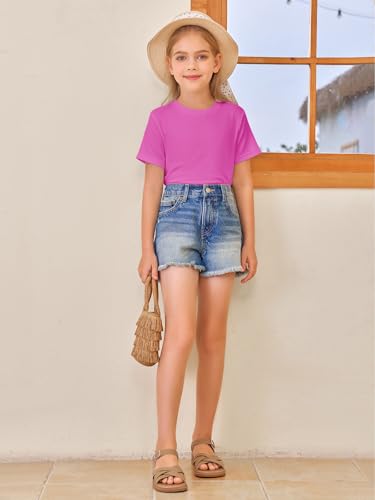 Image of Girls Short Sleeve T Shirts Kids Summer Tops Crewneck Tees 5-14 Years