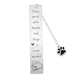 Nfyxcaz Dog Themed Bookmark for Women, Men & Dog Lovers - Silvery Stainless Steel, 6 Inches, 1 Count