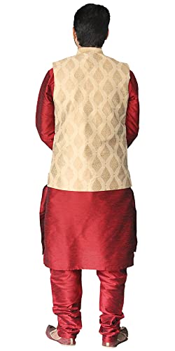 Image of Men's Silk Kurta Pajama Jacket /Waistcoat /Blazer Set