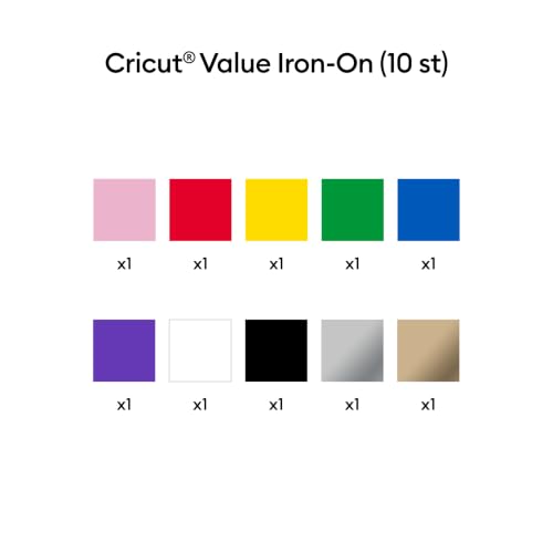 Image of Cricut Value Iron-On, Rainbow Sampler - 12 in x 3 ft (10 ct) | HTV Heat Transfer Vinyl
