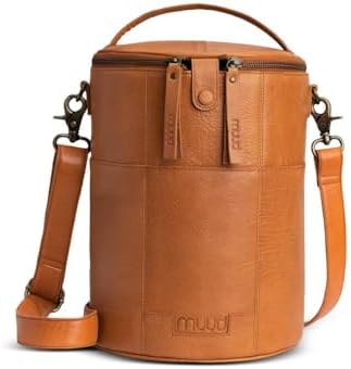 muud Saturn XL Leather Knitting Bag / Toiletry Bag - Whisky Brown...