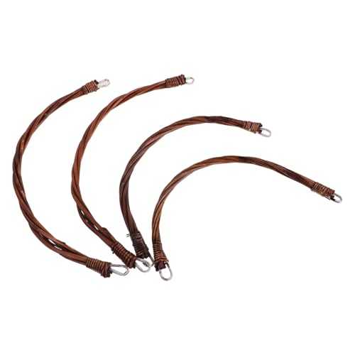 LIOOBO 4 Asas para Cestas de Picnic Tejidas a Mano, Mango de Ratán Antideslizante, Color Marrón, Tamaño Grande y Pequeño, Accesorio de Reparación para Cestas de Pascua y Bolsa de