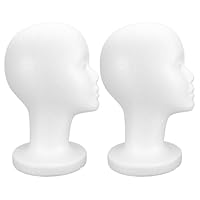 LRXIYODE 2pcs Female Foam Wig Head Mannequin White Bald Head Display Stand for Wigs Hats Glasses and Accessories for Retail and Photography
