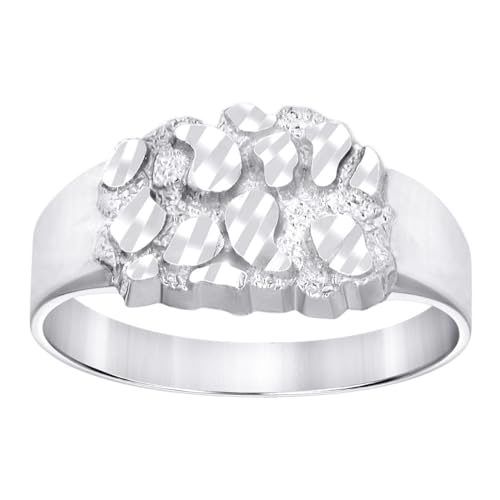 Bague en argent sterling 925 anti-allergique bague pépite large taille 11