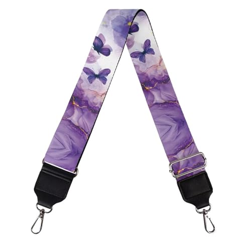 Image of Coldinair Purple Marble Print Bag Handle Strap Replacement Butterfly Purse Bag Strap for Women Men Luggage Strap Suitcases Luggage Carrying Bags