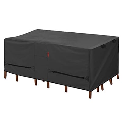 Porch Shield Patio Table Cover - Waterproof Outdoor Dining Table and Chairs Furniture Set Cover Rectangular - 86 x 44 inch, Black