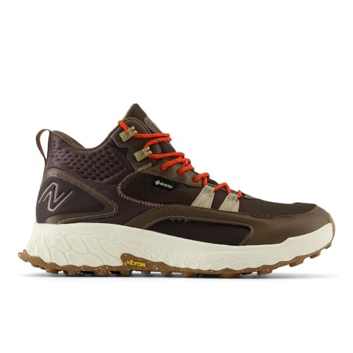 New Balance Tênis de corrida masculino Fresh Foam X Hierro Mid GTX V1 Trail, Cogumelo escuro/café pr