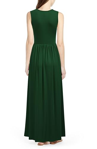 Image of WOOSEA Women Sleeveless Deep V Neck Split Loose Sexy Plain Long Maxi Casual Dress