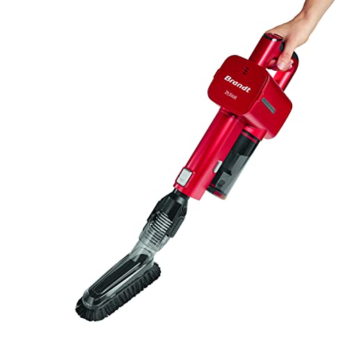 BRANDT ASB20R - Aspirateur Balai sans Fil - 2 en 1 - sans Sac - Puissance 29V - 0,35 Litre - 71 à 76 DB - Autonomie 35 Minutes - 2 Vitesses - Tête Flexible 180° - Accessoires intégrés - Rouge