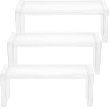 GLEAVI Estantes Transparentes para Exhibición de Coleccionables y Muñecos, Organizador Apilable de Mesa 3 Piezas, Adecuado para Tiendas, Joyerías y Uso Doméstico