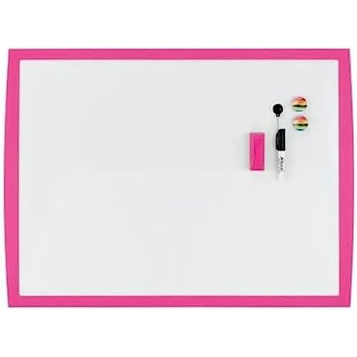 Nobo - Petit Tableau Blanc Magnétique Mural avec Cadre Rose, Accessoires Assortis Inclus, Maison / Bureau, 585 x 430 mm, 2104177