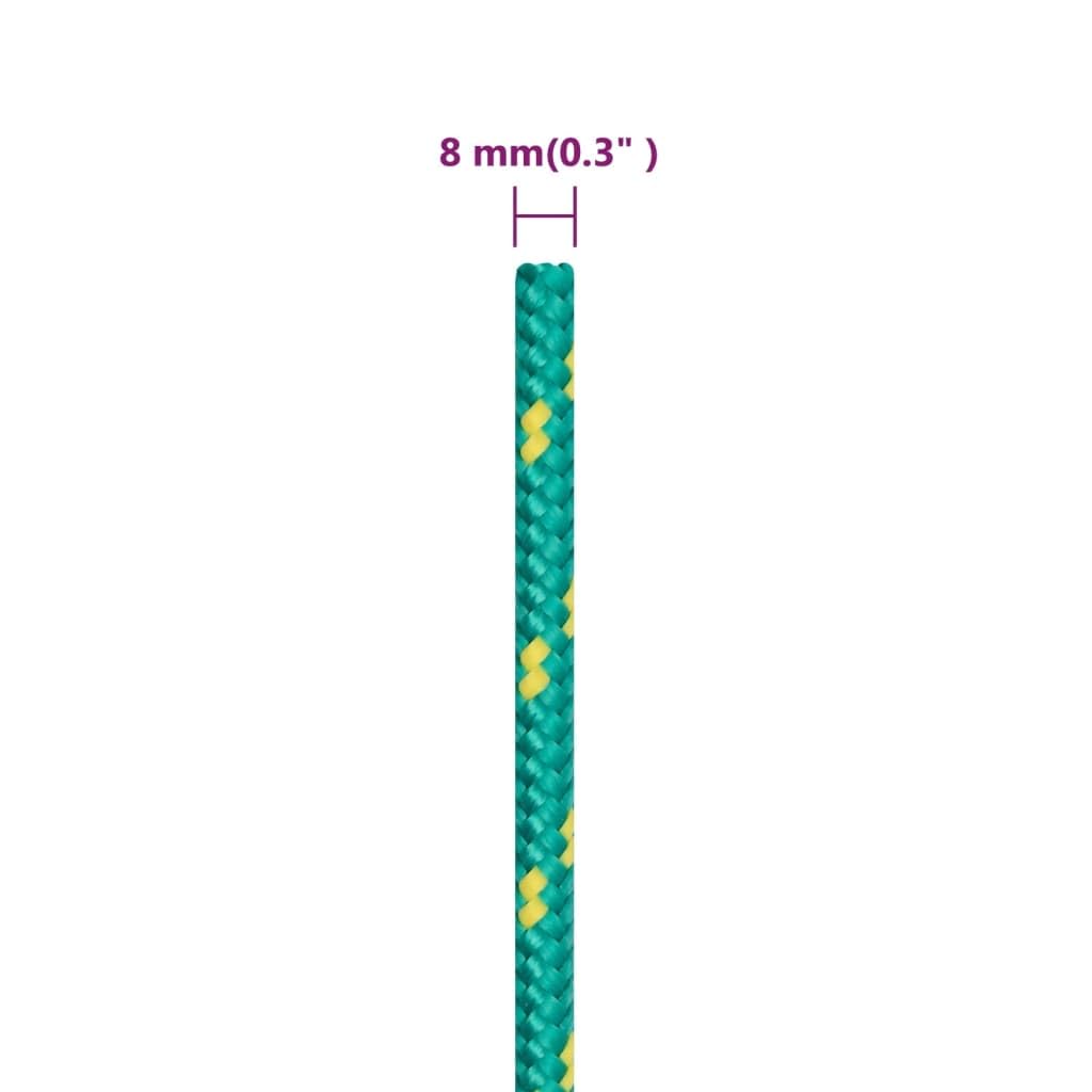 Corde de bateau en polypropylène vert 8 mm, 100 m, avec résistance à l'abrasion et aux produits chimiques, pour voilier, yacht, kayak, pêche, amarrage et amarrage