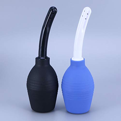 2pcs 310ml Safe Douche Anus Cleaner Vaginal Flusher Washing Enemator para adultos (preto e azul)