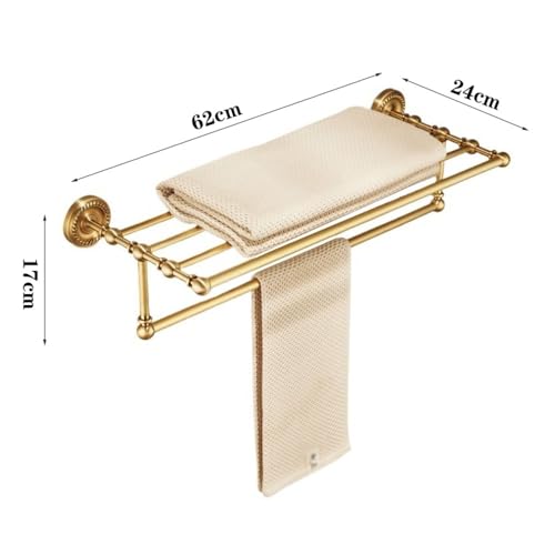 Support d'étagère à serviettes en laiton brossé mural pour rangement de douche