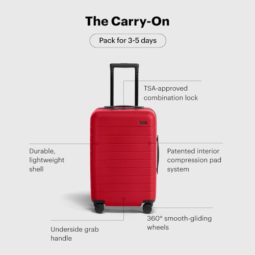 Away Carry-On Luggage, Lightweight Hardside Suitcase with Spinner Wheels, 22 Inch Airline Approved, TSA Lock, Cherry Red3