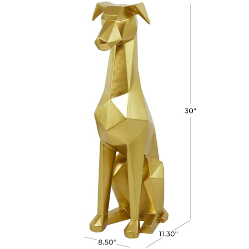 Estatua decorativa de perro poliresina 9" x 11" x 30" oro miniatura 6