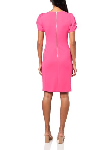 Image of KARL LAGERFELD Short Ruched Sleeve Jewel Neck Sheath Mini Dress