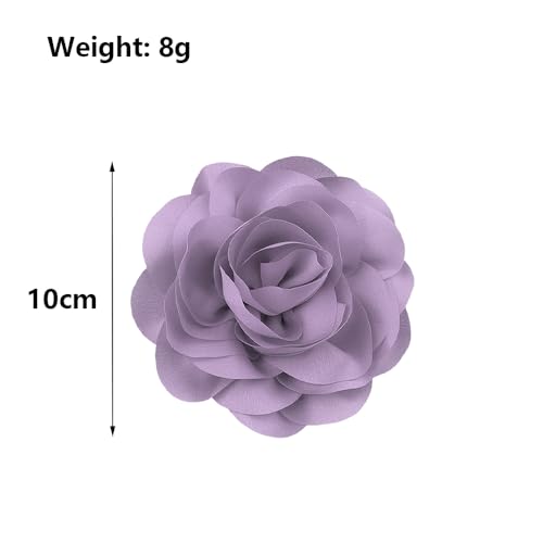 Image of Rrdaily Chunky Flower Brooches Pins for Women,Trendy Charming Chiffon Red Rose Corsage, Aesthetic Accessories for Wedding Ceremony (Purple), Large