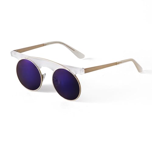 Lunettes de soleil rétro petites rondes marron femme monture métal mode