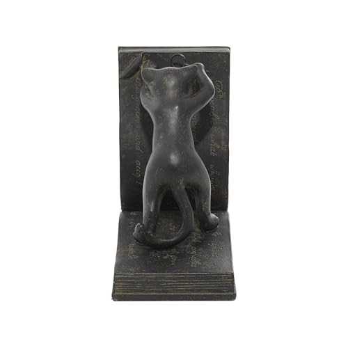 Deco 79 Polystone Cat Reading Bookends, Set of 2 7"H, 6"W, Black, Multicolored, 7" x 6" - Image 2