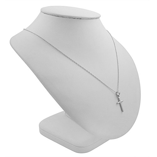 Amanda Rose Collection 14K White Gold Petite Cross Pendant Necklace on a 14K White Gold Chain (18 or 20 inch)2