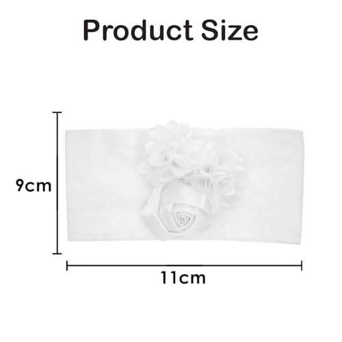 Image of SYGA Baby Headbands Girls Rose Flower Nylon Strechable Hairbands For Newborn Infant Toddlers Kids 0-3 Year (White)