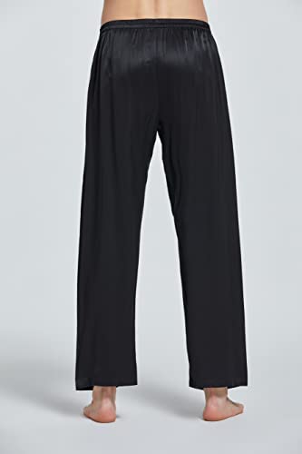 LEPTON 19mm 100% Mulberry Silk Pants for Men, Silk Pants Sleepwear, Relaxed Fitness Wear, Front Pockets, Elastic Waist4