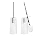 Kelamayi Toilet Brush and Holder-[2 Pack], Simple Solid Color Toliet Brush Holder with Upgraded Length Stainless Steel Toilet Brush Handle, Suitable for The Modern Home Décor-[Double White]