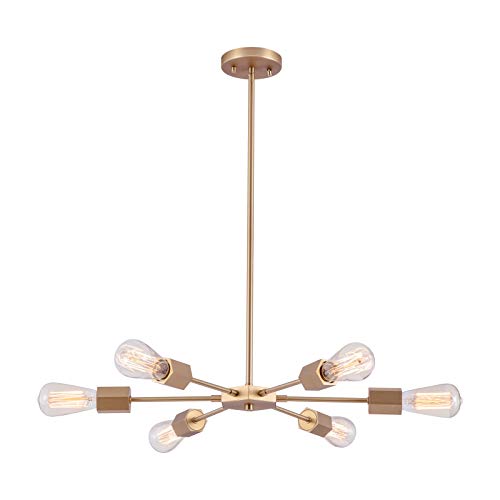 Gold Sputnik Chandelier, Linour 6 Lights Chandelier Light Fixture Modern Sputnik Mid Century Pendant Light Fixture Adjustable Height Ceiling Light for Dining Room Living Room Bedroom Foyer-No Bulbs Gold Sputnik Chandelier, Linour 6 Lights Chandelier Light Fixture Modern Sputnik Mid Century Pendant Light Fixture Adjustable Height Ceiling Light for Dining Room Living Room Bedroom Foyer-No Bulbs