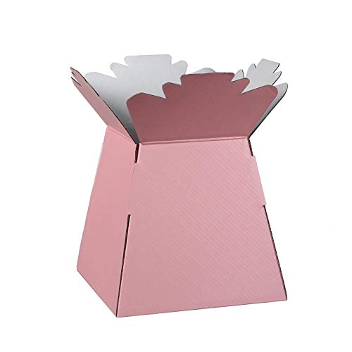 Hand-Tied Vase Florist Bouquet Boxes | Aqua Presentation & Transporter Boxes | Pack of 1 | Durable Flower & Plant Packaging | Glossy Pink