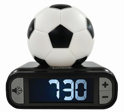 Lexibook - Réveil Veilleuse Ballon de Foot, Horloge, Réveil pour garçon et Fille, Snooze, Couleur Noire - RL800FOLXB, Noir