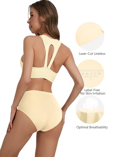 Image of Women Underwear Seamless No Show Full Coverage Briefs Invisible High Waisted Soft Breathable Panties 6 Pack