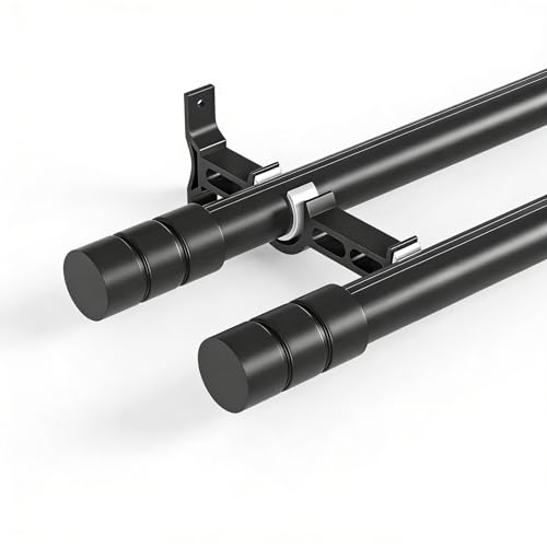 Varilla de 28 mm con soportes empotrados, montaje en pared, aluminio mate negro mate, ideal para dormitorio, sala de estar, oficina (270 cm)