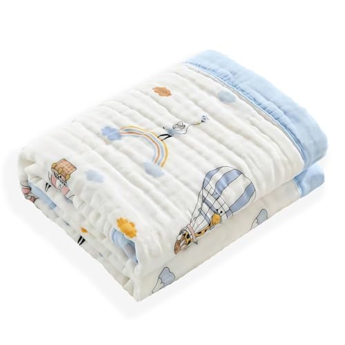 Image of Muslin Quilt Baby Blankets 43 * 43in, Neutral Toddler Cooton Swaddle Blanket, Soft Receiving Blankets for Unisex Baby Girl Boy,Cobijas para Bebe, Newborn Nuilt Crib