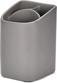 Z Z Toothbrush Holder, Pen Stationery Holder, Countertop Cup Organizer Razor Makeup Brush Holder for Bathroom, Dressertop, School, Office, Adults and Kids, Grey, Brown, 2.9 x 2.9 x 4.5 inches