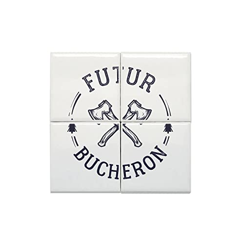 Carreaux céramique décoratif forêt idée cadeau pour futur bûcheron