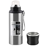 【Thermosflasche Doppelwandig】 Fülle die 1L Thermosflasche mit Wasser, Kaffee, Tee oder anderen Getränken, egal ob du zu Hause, bei der Arbeit oder unterwegs bist; Die Vakuumisolierung hält deine Getränke 6 Stunden heiß, 6 Stunden kalt