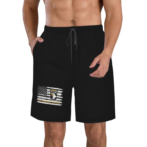 US and 101st Airborne Division (Distressed Flag) Mens Swim Trunks Quick Dry Swim Board Shorts Casual Beach Shorts