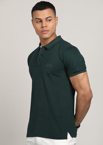 Image of INKKR Men Solid Polo Neck Cotton Blend Collar T-Shirt