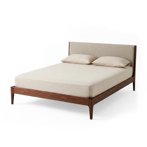 Decolab Jogo de Lençol Malha 100% Algodão Extra Macio - Roupa De Cama Antiácaro, Inclui Lençol Com Elástico (Forro) E Fronhas (Bege, Casal Simples)