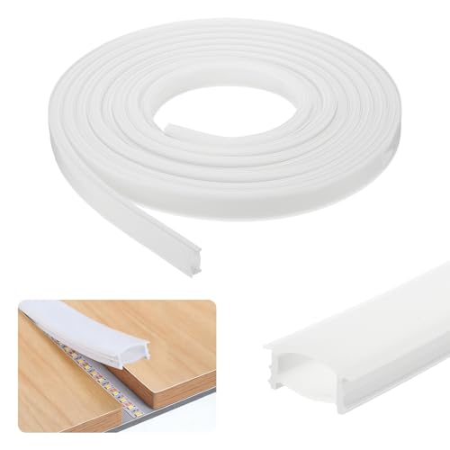sourcing map 16.5ft/5m LED Diffuser Channel 20x10mm Silicone LED Channel System Flexible Neon Rope Light Strip for 8mm-10mm-12mm Light Strips Indoor Outdoor Ambient Decor