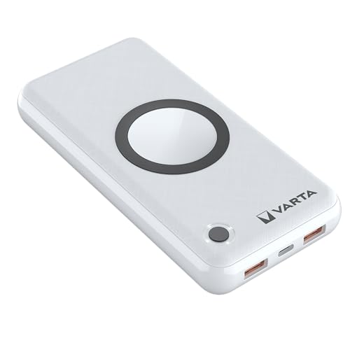 VARTA 2 in 1 Power Bank und Wireless Charger, kabelloses Ladegerät, Powerbank 20000mAh, LED Ladestandanzeige, lädt bis zu 4 Geräte gleichzeitig, inkl. USB C Ladekabel