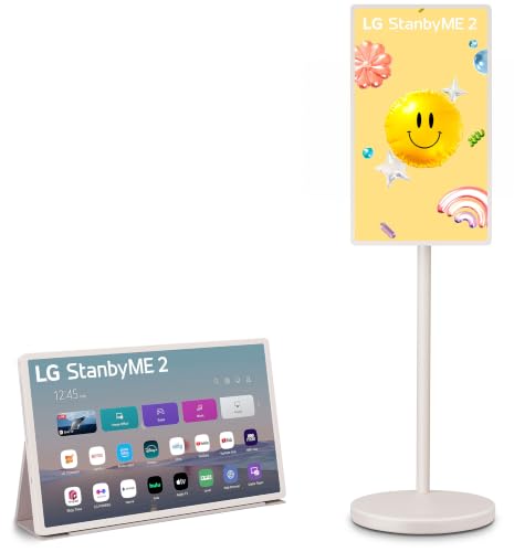 Image of LG 27-Inch StanbyME 2 with Folio Cover, Portable Touch Screen TV, Dolby Vision, HDR10, Filmmaker Mode, Built-in Battery, Full Swivel Rotation (27LX6TYGA, 2025)