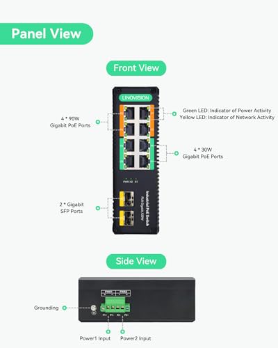 Linovision B09XDY8R9G Industrial 8-Port Full Gigabit Poe++ Switch thumb #1