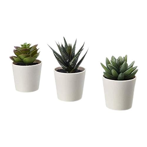 Artificial Plant with Plastic Pot (Green, 3 Piece)