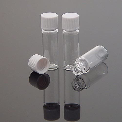 ACRAFTGURU Premium Set of 80 Clear Glass Vials with white Screw Caps 2.5ml Capacity, Ideal for Cosmetic, Medicine, Reagent, and Chemical Laboratory Use, Herb Spice, and Specimen Beads Storage-image-36
